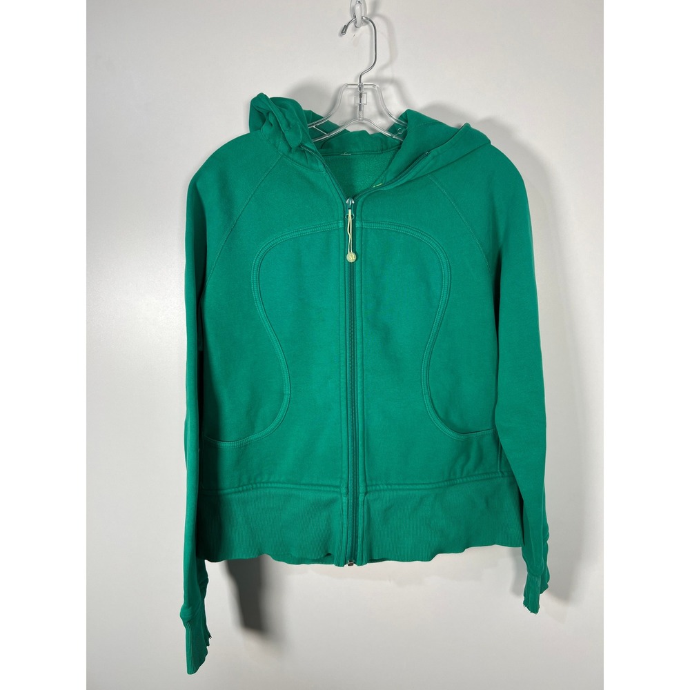 Lululemon Scuba Full Zip Hoodie Kelly Green Striped Logo Athletic Sweatshirt